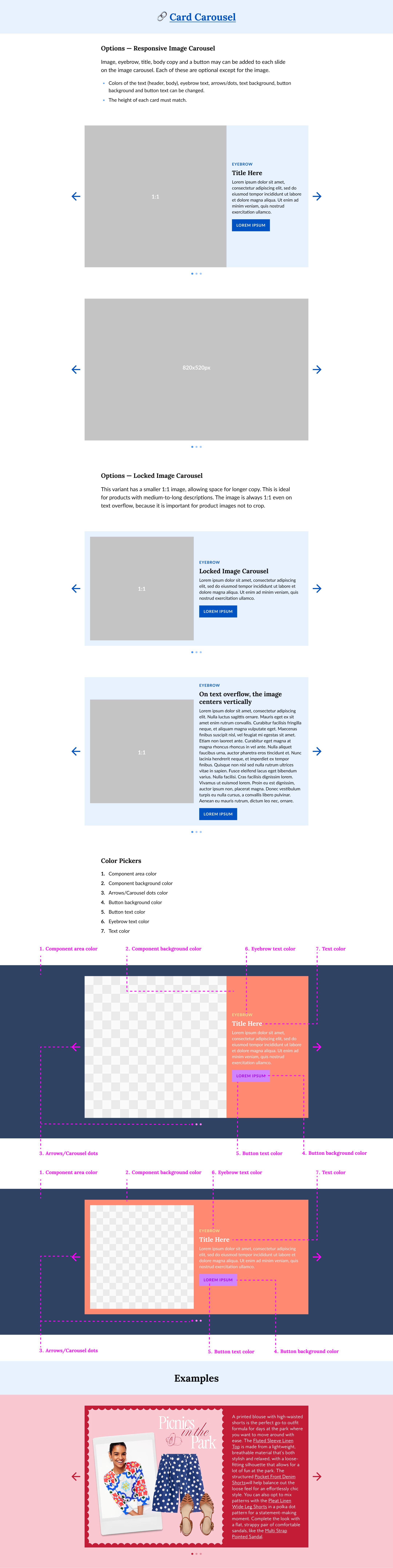 Component documentation example: Card carousel